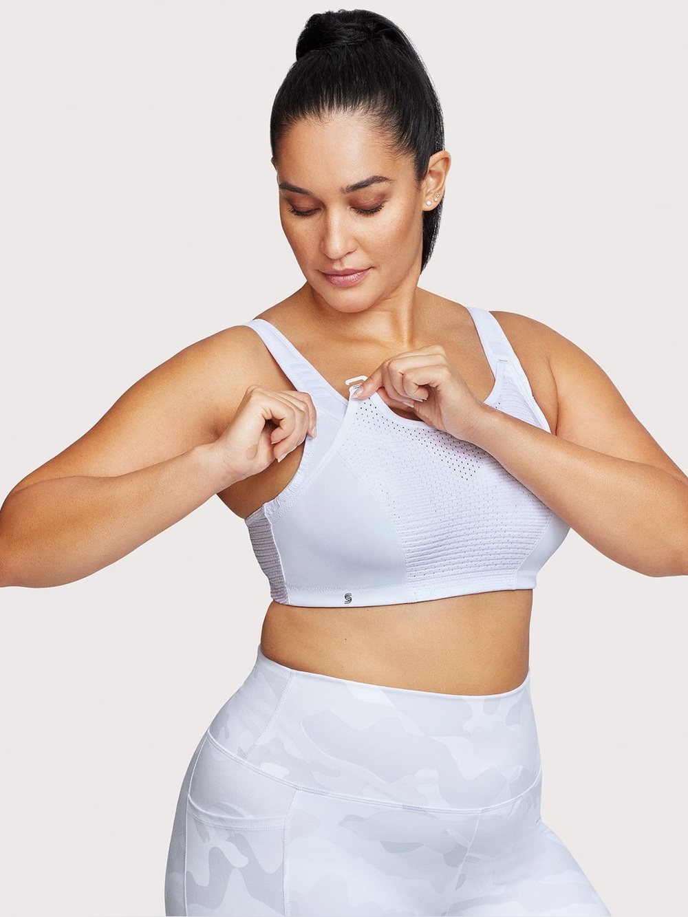 Glamorise Custom Control Sports Bra Double Layer White Size 34G Style 1166